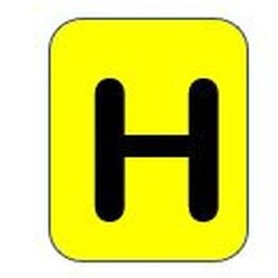 Sign black/yellow 80x51mm - Letter H